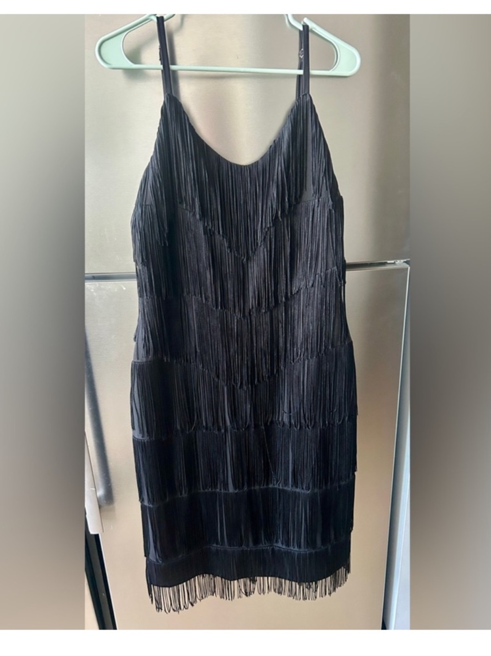 Bettie Page Fringe Dress 16W Black Flapper Gatsby Cocktail Party Dress